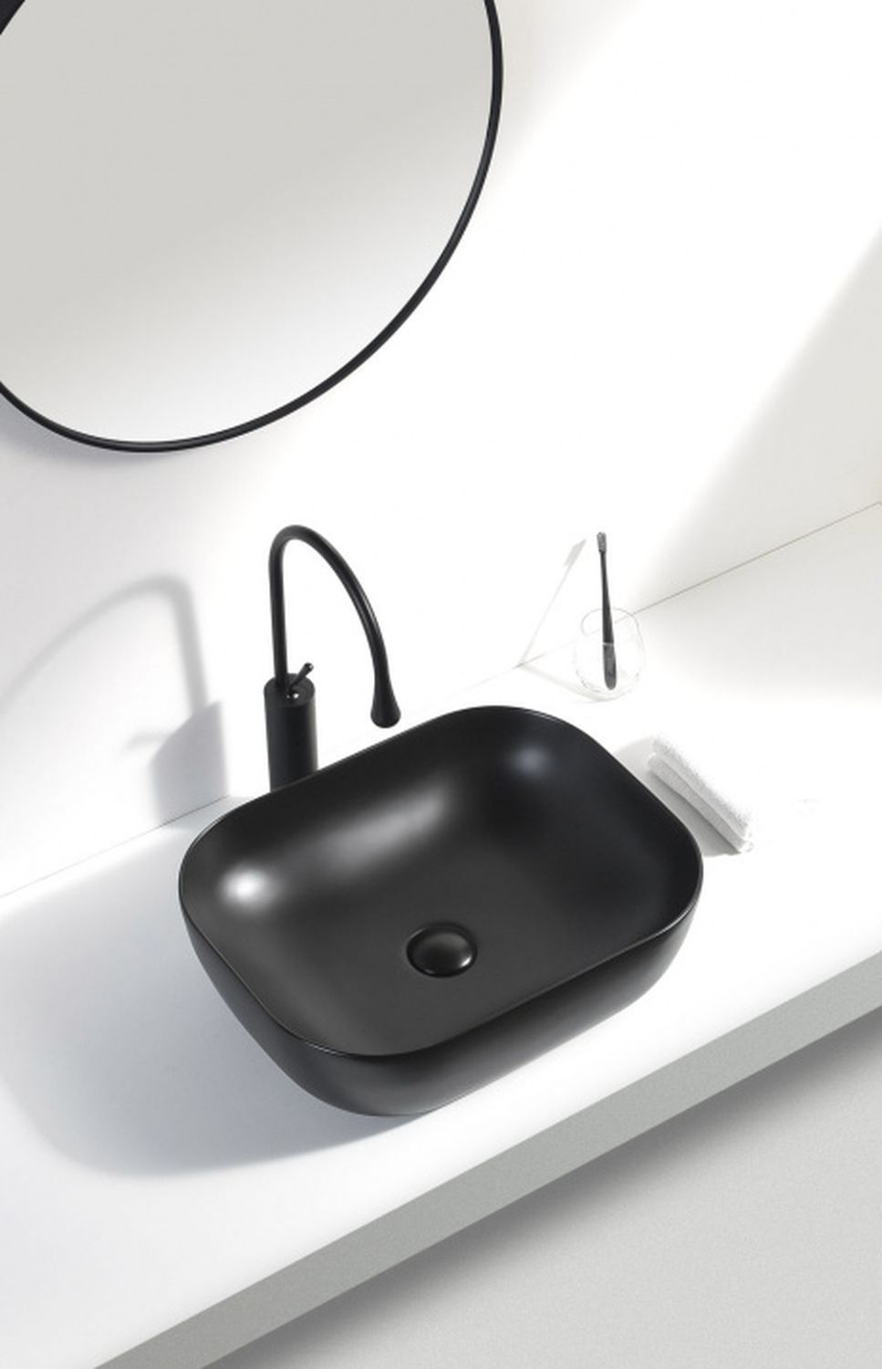 Раковина накладная Aquanet Lake-1-MB 395 черный 0₽