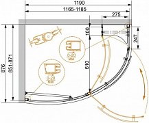 Душевой уголок Cezares Elena 120x90 W-RH-1-120/90-C-Cr-L